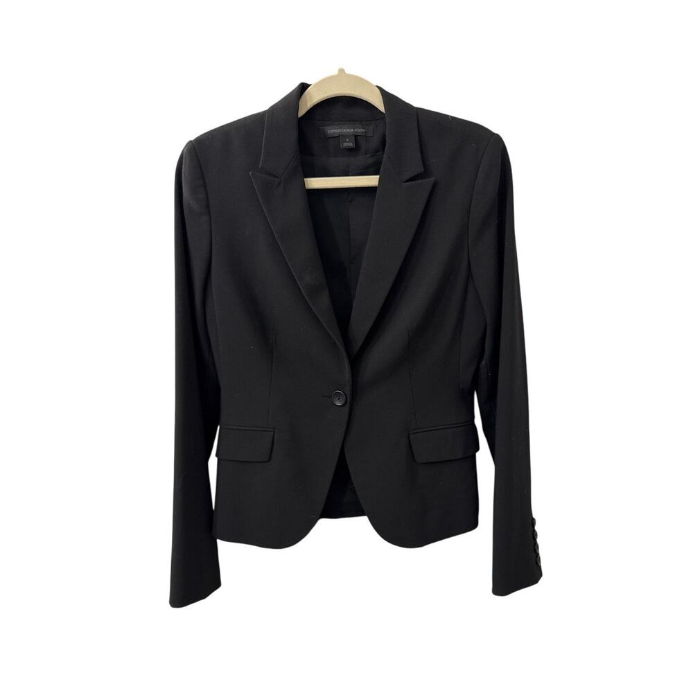 Express Design Studio Preppy Work Casual Black Single Button Blazer Women's 6